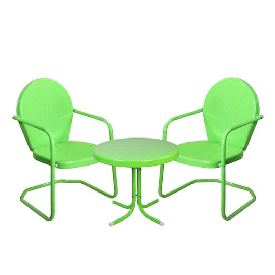 3-Piece Retro Metal Tulip Chairs & Side Table Outdoor Set